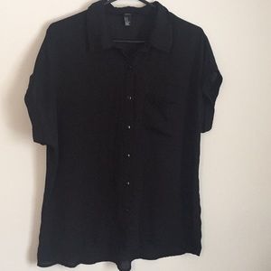 Short Sleeve Black Collared Shirt